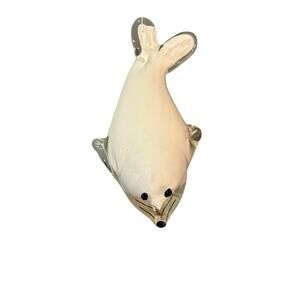 Vintage Art Glass White Seal or Sea Lion Figurine Paperweight 7” Long Artic